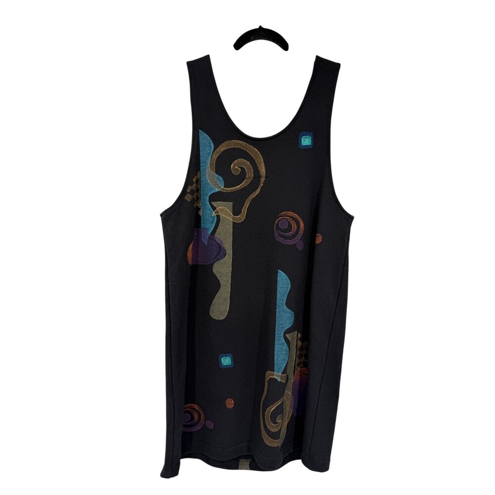 Vintage Hand Painted Play Alegre Womens S Tank Shift Dress Boho Wearable Art